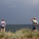 Jay and Boris - enjoying the wind at the cliff's edge.